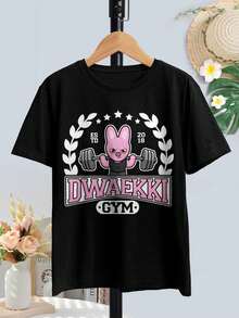 Women's Cute Dwaekki Skz Changbin Fitness Gym T-Shirt For Women's Fashion Apparel - 黑色 - 查看 2