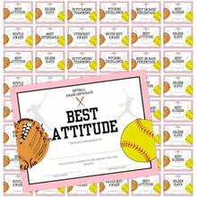 Tenare - 60 piezas de Softbol Achievement Awards Certificate of Apreciation Sports Logro Certificado de Softbol para regalos de equipo de Softbol fiesta celebración suministros de 10 x 8 pulgadas - como en la foto - Ver 7
