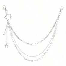 Hip Hop Pants Chain Silver Star Chain Layered Pocket Chains Jean Belt With Star Decorations Men Accessories Jewelry Vintage Rock Wallet Chains Punk Clothing Accessories For Women And Men - A - Xem 1
