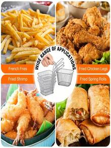 Mini Stainless Steel Fry Basket, Fine Mesh Design For Quick Oil Drainage, Comfortable Handle For Easy Carrying, Suitable For Serving Fries And Snacks, Popular Restaurant Utensil, High Demand Service Basket - Silver - View 5