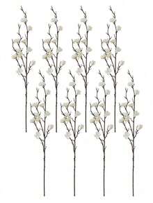 4/8 piezas Flores artificiales de ciruelo blanco de 55 cm, delicadas flores de tallo largo de plástico para decoración del hogar, hotel, oficina, boda, fiesta, jardín - Multicolor - Ver 13