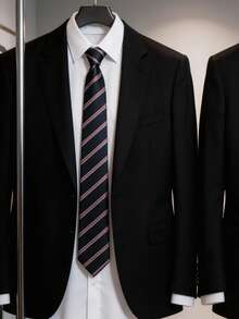 1条酒红色条纹手工领带，适合休闲、街头风、衬衫、制服、约会、校园、日常穿着、拍照搭配。 - 彩色 - 查看 7