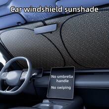 Visera de sol para coche con estampado de cuadros a la moda, cobertura completa, aislamiento térmico y protección UV para el interior del automóvil - Parasol frontal con estampado de rombos impreso con láser. - Ver 2