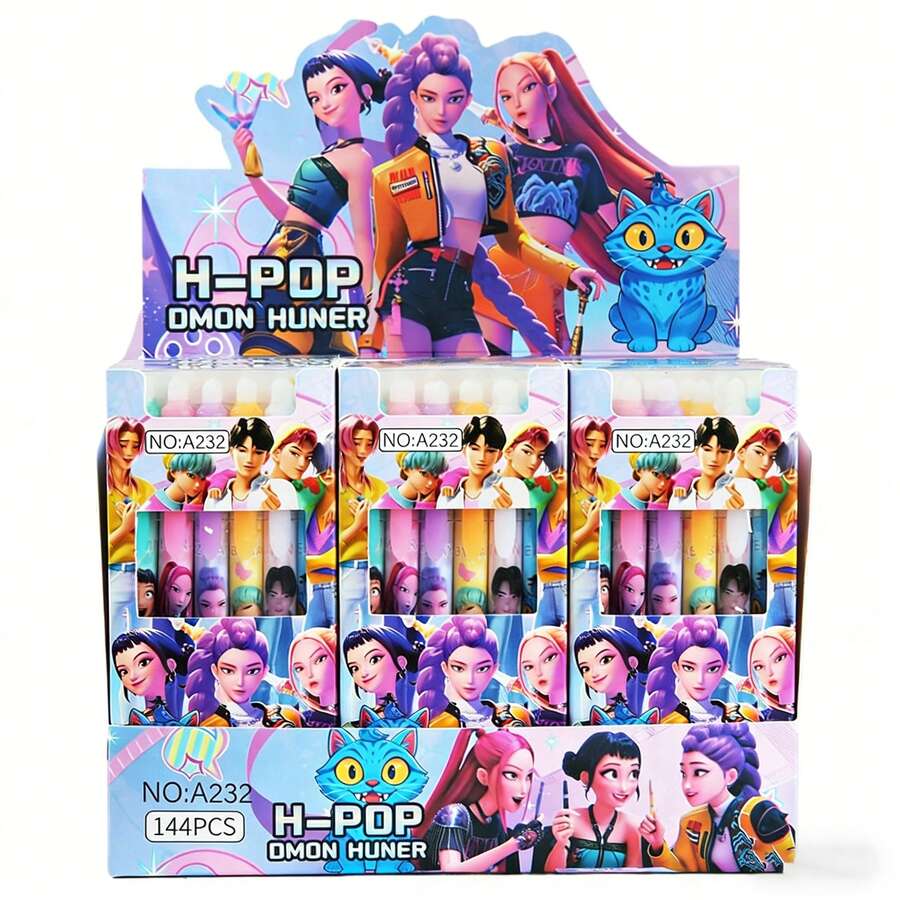 Hasbro H-POP 女团可擦蓝色中性笔，卡通按压式圆珠笔，学生文具用品 - 彩色 - 查看 1