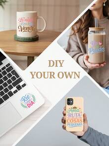 12张西班牙语自爱语录UV DTF转印贴纸（2.75x3.5英寸），积极肯定语贴纸，适用于咖啡杯、陶瓷杯、笔记本电脑、水杯、DIY手账礼物 - VIBES 02 - 查看 5