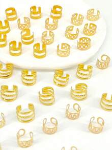 40pcs Adjustable Metal Hair Clips, Alloy Hair Accessories, Unisex Summer Braided Hair Decorations, Women Hair Clips, School Supplies,Holiday,Travel - Gold - View 3