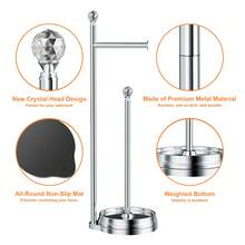 Giá đựng giấy vệ sinh nhà tắm bằng kim loại chắc chắn, kiểu dáng đứng độc lập, có quả cầu pha lê, phụ kiện nhà tắm. - Bạc sáng - Xem 3