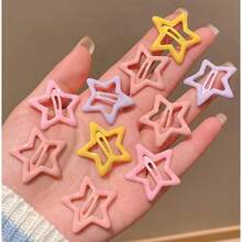 Kit Of 100 Colorful Star Hair Clips Y2K Dopamine Non-Slip Assorted Colors Lightweight Comfortable Daily Use School Parties Summer Beach Creative Looks - 50 件裝 - 查看 6