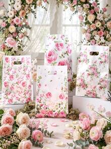 50 piezas Bolsas de regalo con rosas rosadas, bolsas de embalaje de regalo con flores de primavera, bolsas de recuerdo para fiestas de cumpleaños, bolsas de caramelos, bolsas de embalaje de regalo con tema vintage para fiestas, suministros para fiestas con tema floral, decoración de boda, bolsas de recuerdo para baby shower, bolsas de caramelos, decoración de rosas vintage, recuerdos para fiestas de cumpleaños de niñas, regalos de cumpleaños para damas - rosas rosadas - Ver 3