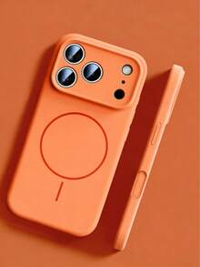 1 ốp lưng điện thoại silicon lỏng mờ tối giản có nam châm, tương thích với iPhone 17 Air 16 15 14 13 12 Pro Max Plus, hỗ trợ sạc không dây, ốp lưng silicon mềm bảo vệ điện thoại. - trái cam - Xem 6