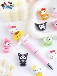 SANRIO 2/4/6pcs Hello Kitty Silicone Bead Decorations, 3D Cute Cartoon Beads Suitable For Making Keychains, Pen Decorations And More - Silicone Charm - View 4