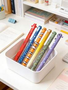 6支海洋动物旋转笔套装，创意设计，书写流畅，带橡皮擦，适合学生、家庭和办公室使用，是馈赠佳品。 - 彩色 - 查看 8