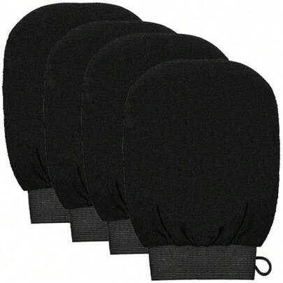 1pc Body Exfoliating Gloves, Double-Sided Body Scrub Gloves, Dead Skin Removal Gloves, Deep Exfoliating Gloves, Suitable For Men And Women, Exfoliating Bath Gloves (Black)