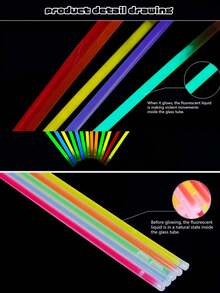 7-Color Glow Sticks, Flexible High Brightness Long-Lasting, Assorted Colors, Suitable For Concerts, Birthday Parties, Weddings, Music Festivals, Company Events, Bars/KTVs, Class Activities, Dance Rehearsals, Outdoor Night Games, And Various Gatherings - Multicolor - View 9