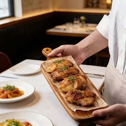 1件带把手木质砧板 - 高级木质托盘，适合作为乔迁和结婚礼物 - 装饰性熟食板，可用于切割奶酪、面包、蔬菜和水果