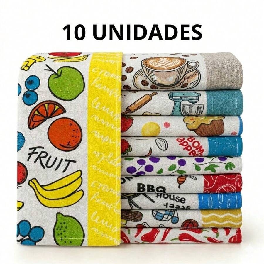 Set Of 10 Plain Terry Cloth Dish Towels/Kitchen Towels 65cm X 40cm - Nhiều màu - Xem 1