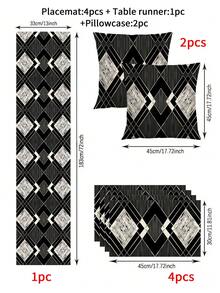 1 pieza Camino de mesa con estilo bohemio y patrón geométrico abstracto, disponible en múltiples tamaños, adecuado para comedor del hogar, decoración de cocina, decoración del hogar, fiestas al aire libre y decoración de restaurantes, con apariencia de textura de lino - Multicolor - Ver 17