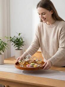 1/3 khay gỗ, màu nâu, dùng để đựng thức ăn, đồ ăn nhẹ, đồ uống, sushi, bít tết, pizza, món tráng miệng, bánh ngọt, bánh mì, khay ăn sáng, khay cà phê, khay trà, khay đồ nguội. - màu nâu - Xem 6