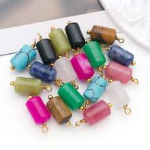 2 mặt dây chuyền đá tự nhiên hình cột 6x10mm kèm đế thép không gỉ, dùng để tự làm trang sức (bông tai, vòng cổ, vòng tay). - Mặt dây chuyền - Xem 3