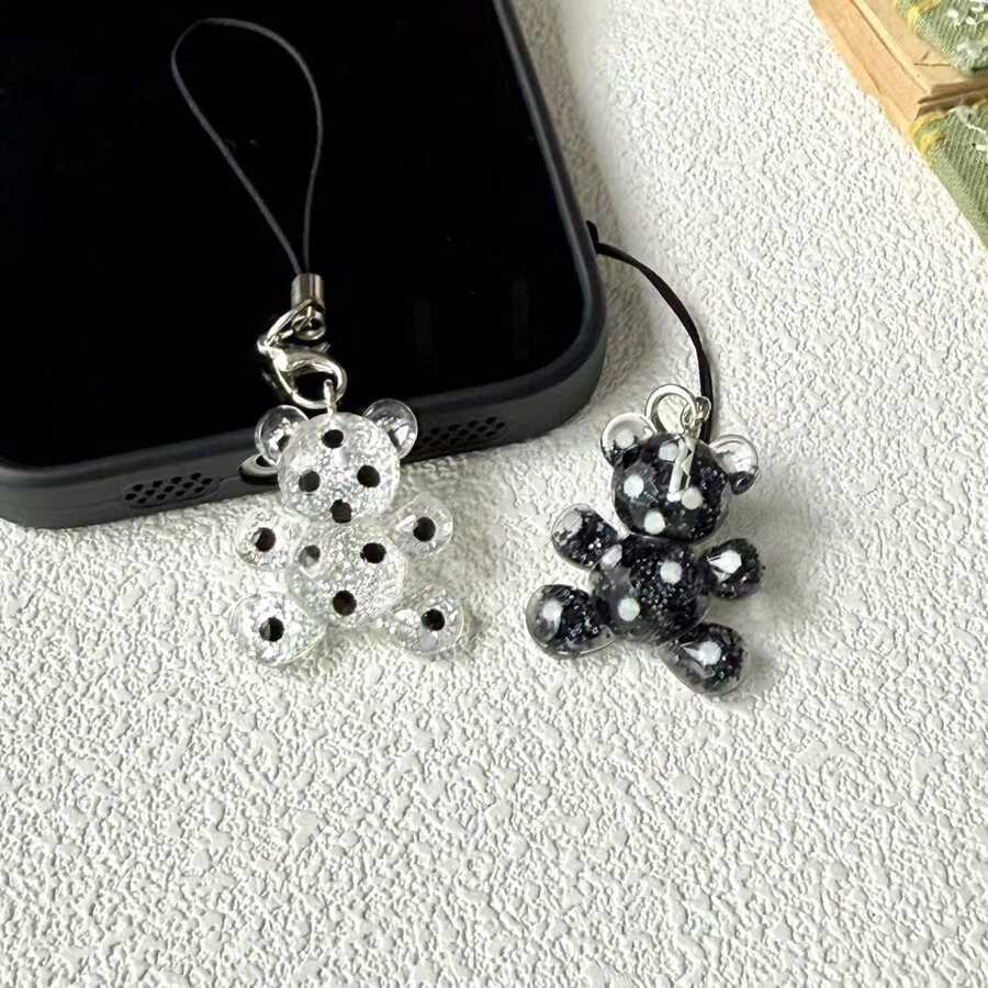 1/2pcs Shiny Cute Bear Pendant, Friendship Phone Charm, Versatile Cute Small Gift, Phone Decor Accessory, Holiday Ornament