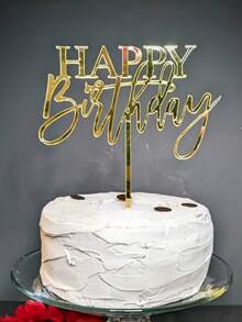 1个生日快乐亚克力蛋糕装饰插牌，适用于生日庆祝活动，装饰生日蛋糕和纸杯蛋糕 - styleK - 查看 3