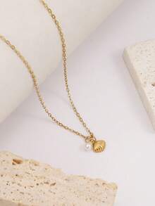 Bộ 2 dây chuyền vỏ sò dành cho nữ, mạ vàng 14K, có thể điều chỉnh độ dài, mặt dây chuyền hình sao biển và vỏ sò đính ngọc trai giả, thích hợp cho mùa hè đi biển, đeo hàng ngày, làm quà sinh nhật, quà tặng bạn bè. - Vàng - Xem 4