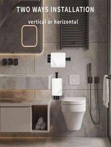 Giá đỡ giấy vệ sinh không cần khoan, giá đỡ cuộn giấy vệ sinh tự dính, giá treo khăn giấy bằng thép không gỉ gắn tường cho phòng tắm, nhà vệ sinh, xe RV (Màu đen mờ/Vàng xước/Niken xước) - Loại B (nhiều màu) - Xem 7