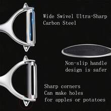 2pcs Stainless Steel Fruit & Vegetable Peeler Set With Non-Slip Handle And Sharp Blade - Metal Straight Peeler, Precise Peeling, Kitchen Tool - Multicolor - View 3