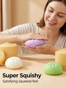 2个可爱迷你面包造型减压玩具，多色慢回弹抗压小玩具，逼真面包面团球，可拉伸感官桌面玩具，缓解焦虑，办公室放松，家居装饰，送给家人和朋友的最佳礼物 - A - 查看 8