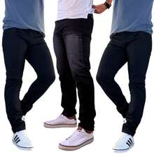 Set Of 3 Men's Dark Black Lycra Basic Casual Premium Jeans Direct From The Factory With Elastane - 深灰色 - 查看 1