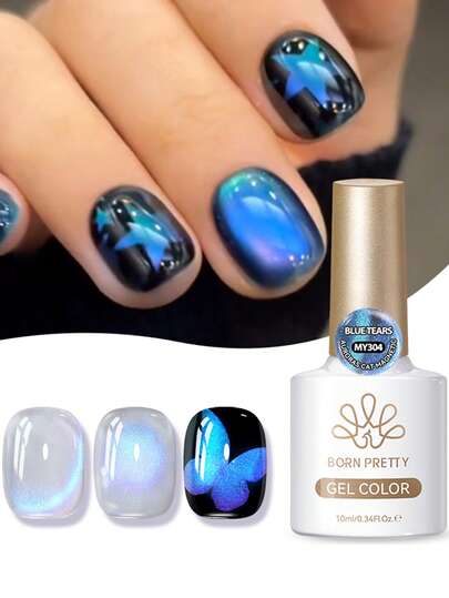  BORN PRETTY 10ml Water Light Colored Cat Magnetic Blue Tears Crystal Effect Ultra Shine Soak Off UV Varnish Manicure
