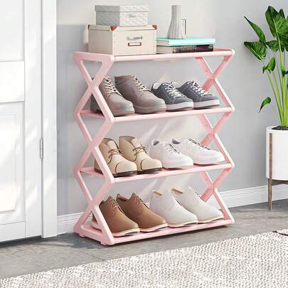 New X-Shaped Steel Pipe Shoe Rack, Easy To Assemble, With Non-Woven Fabric, Suitable For Home And Student Dormitory