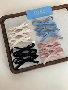 Pinzas para el cabello con lazo de cinta de tela elegante, versátiles en azul, rosa, negro y blanco para el flequillo lateral, adecuadas para uso diario y festivo - Multicolor - Ver 4