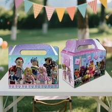 Roblox 10个装主题礼品纸盒，礼品包装手提袋，星球图案，红白配色，耐用材质，适合生日、节日礼物 - Roblo girl 紙盒 - 查看 5