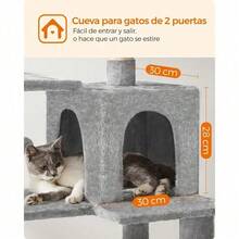 Árbol Para Gatos Con 4 Postes Rascadores Color Gris - Gris - Ver 4