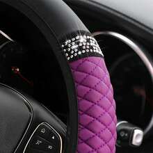 Bling Car Steering Wheel Cover, Fluffy Crystal Rhinestone Vehicle Steer Wheel Protector, Sparkly Diamond Automotive Wheel Cover Adaptable To 14.5-15 Inches, Universal For Most Cars, Elastic Fluffy Steering Wheel Accessories For Women Girls,Car Acessesories,Car Stuff,Car Decor,Car Essentials,Valentines Gifts,Birthday Gift (Purple) - (B) Màu tím - Xem 4