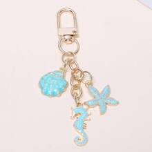 1pc Dreamy Ocean Life Series Cute Shell, Seahorse, Starfish Alloy Pendant Keychain, Fresh Summer Versatile Backpack/Bag Charm - Multicolor - View 7