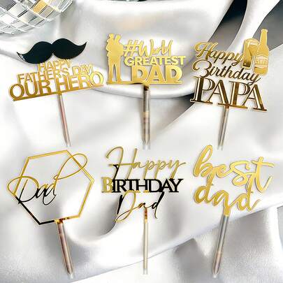 1 pezzo/3 pezzi Decorazioni per torta per la Festa del Papà e il compleanno del papà, nere e dorate, "Buon Festa del Papà", per feste di compleanno del papà, decorazioni fai-da-te per torte, dessert e cottura