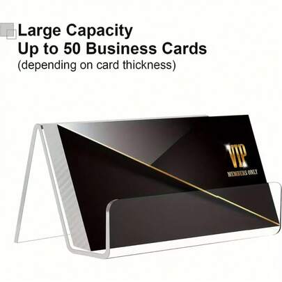2pcs Acrylic Card Holders, Card Display Stands, Card Storage Racks, Business Card Holders, Transparent Acrylic Name Card Holders, Suitable For Home, Office Desk And Exhibition Display - Modern Stylish Design, High Capacity 50 Cards (Thick Cards), Essential For Office Desk, Reception Or Meeting Room - Durable Transparent Workspace Organizer, Minimalist Style, Polished Surface, Multifunctional Desktop Accessory