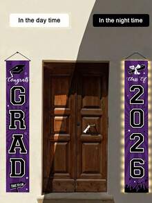 2 paquetes / Decoración de iluminación de pancarta de graduación 2026 "Felicitaciones" Letrero de porche de graduación Suministros para fiestas con luces LED "Estoy orgulloso de ti" Decoración colgante iluminada para puerta de uso interior y exterior - Multicolor 1 - Ver 2