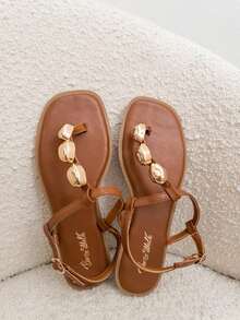 Women Flat Sandals - 駝色 - 查看 3