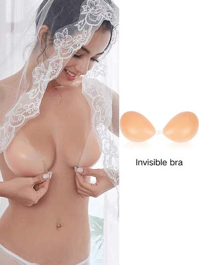 Women Invisible Silicone Push Up Bra, Super Sticky Reusable Adhesive Bra For Wedding Backless Outfits
