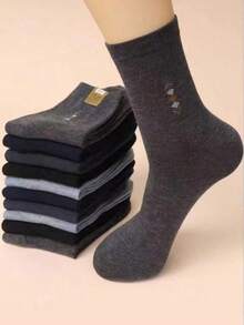 5 Pairs Black, White, Gray Breathable Mid-Calf Socks For Men, Random Assortment - Multicolor - View 4