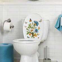 1/3pcs Waterproof PVC Flower & Butterfly Pattern Toilet Stickers, Suitable For Bathtub, Refrigerator, Tiles, Bathroom Decor, DIY Self-Adhesive Floral Wall Stickers - Multicolor - View 12