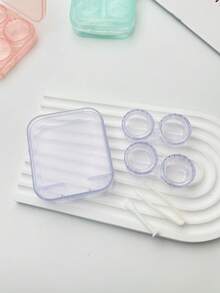 1 Set - 2pcs Portable Transparent Minimalist Contact Lens Case, Suitable For Summer Use - Multicolor - View 4
