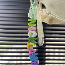 A Handcrafted, Personalized Flower Keychain With Customizable Colored Acrylic Letter Beads. A Perfect Mother's Day Gift Or Back-To-School Gift. - Letter Keychain - View 4