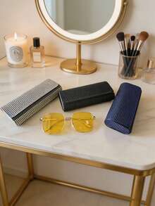 1个闪亮水钻眼镜盒，装饰性眼镜收纳盒 - 彩色 - 查看 2