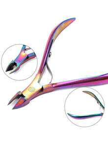 Professional Cuticle Nipper, Stainless Steel Nail Care Tool, Gold-Plated Cuticle Cutter - Red Violet - View 5