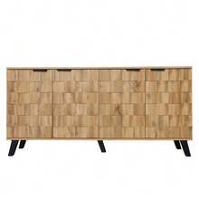 Modern 4-Door Sideboard, 160.5 X 35.5 X 78 Cm – Practical Design For Living Room, Bedroom And Dining Room. - Warna alami - View 6