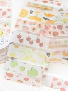 1 Roll Sulfuric Acid Paper Cutting Adhesive Decorative Tape, Fresh Salt Series Planner DIY Decorative Tape, Milk Salt Flower And Cloud Series, Suitable For Gifts, Office, Home, Marking, Labeling, Classroom, Entertainment Toys, Student Planners, Creative Retro Handmade Scrapbooking DIY Stickers - A - View 4